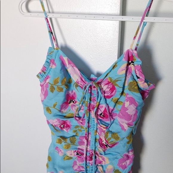 Zara Ruched Floral Mini Dress - Picture 2 of 2